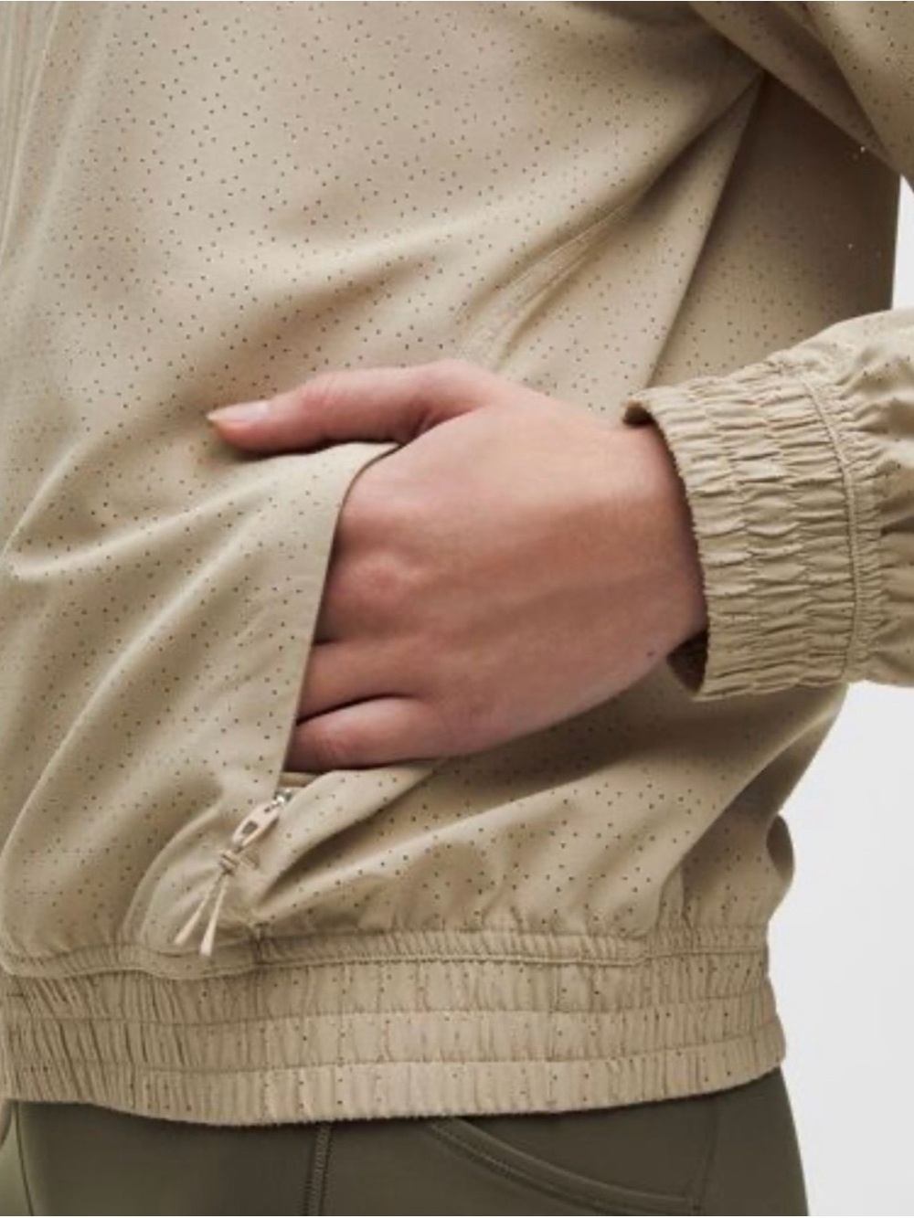 lululemon athletica Beige Dot-Print Windbreaker with Elastic Hem